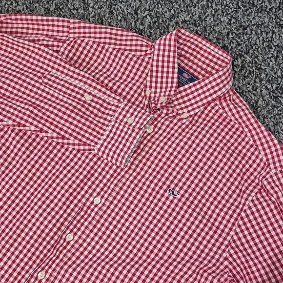 Vineyard Vines Other - Vineyard Vines Long Sleeve Whale Shirt Large Red Gingham Check